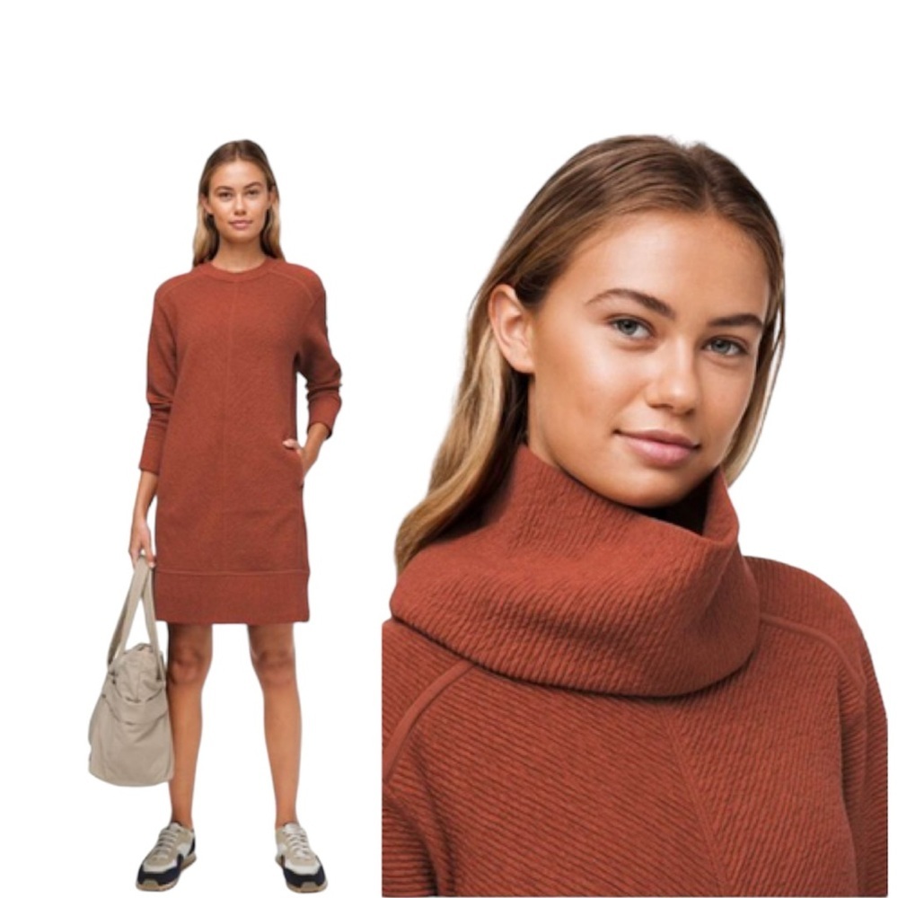 Lululemon On Repeat Cotton Dress Pockets Scarf Collar Minimalist Tunic Crew Neck